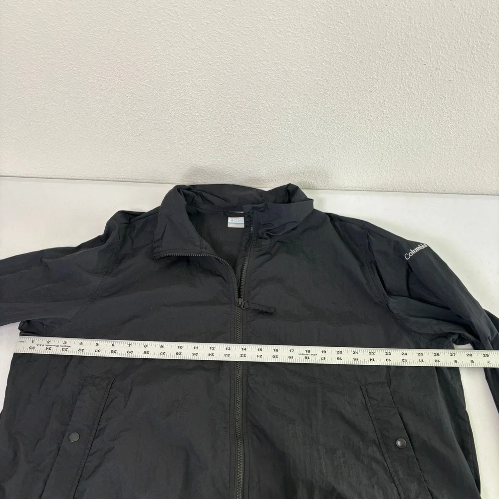 Columbia Windbreaker Jacket Womens 2X Black Full Zip Nylon Lightweight WW2428